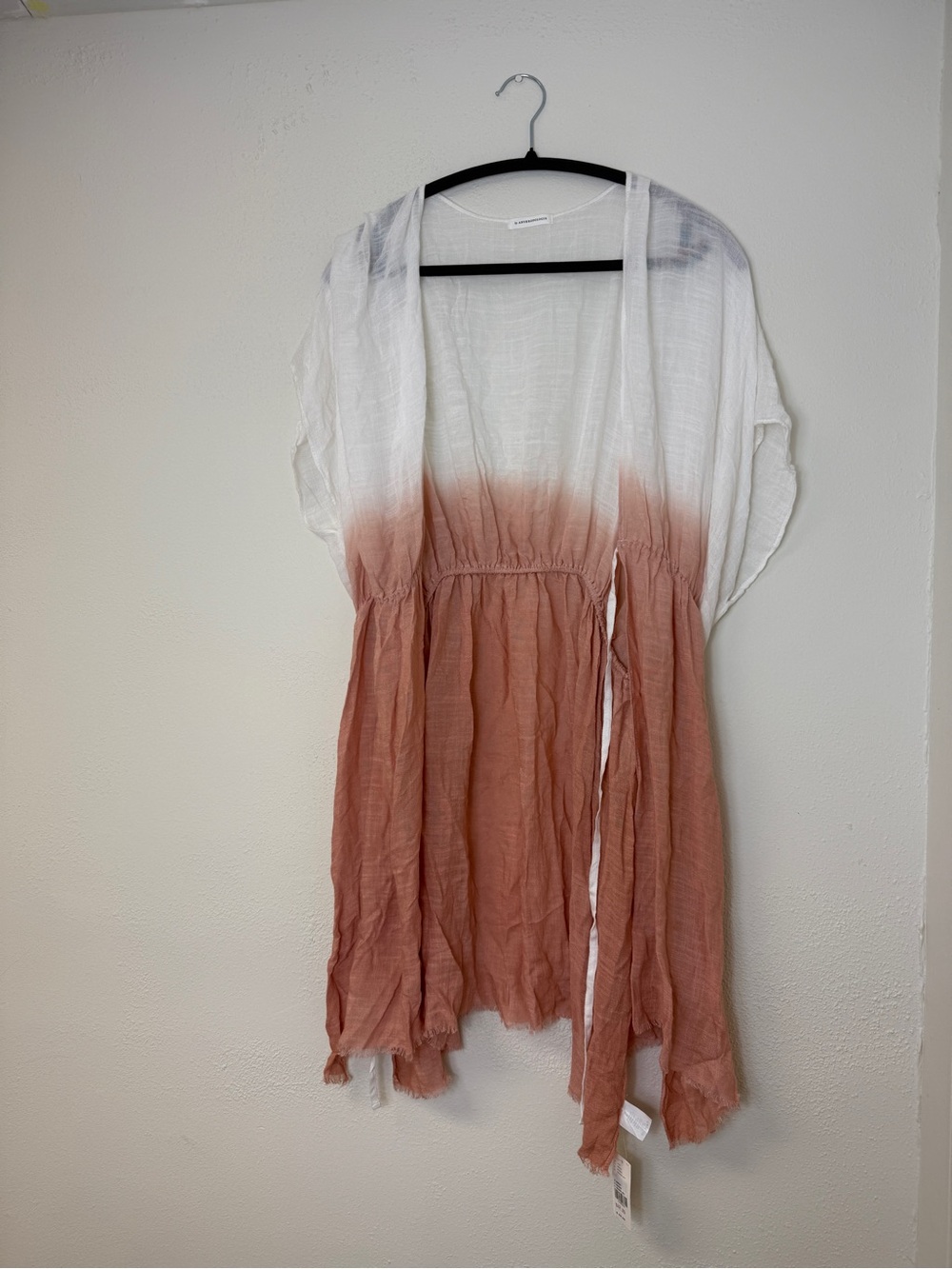 Anthropologie White & Dusty Rose Ombre Swim Coverup Kimono
